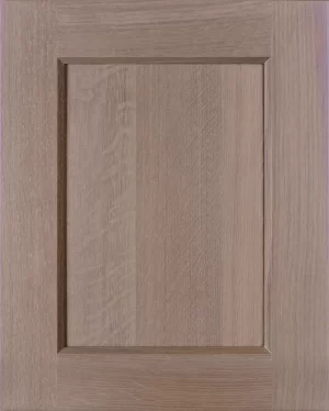 Suede, on quarter-sawn white oak on an Oslo Narrow door style